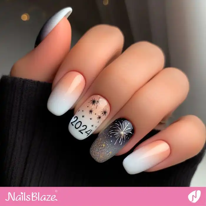 New Year Nails with Firework Design | 2024 Nails - NB1355